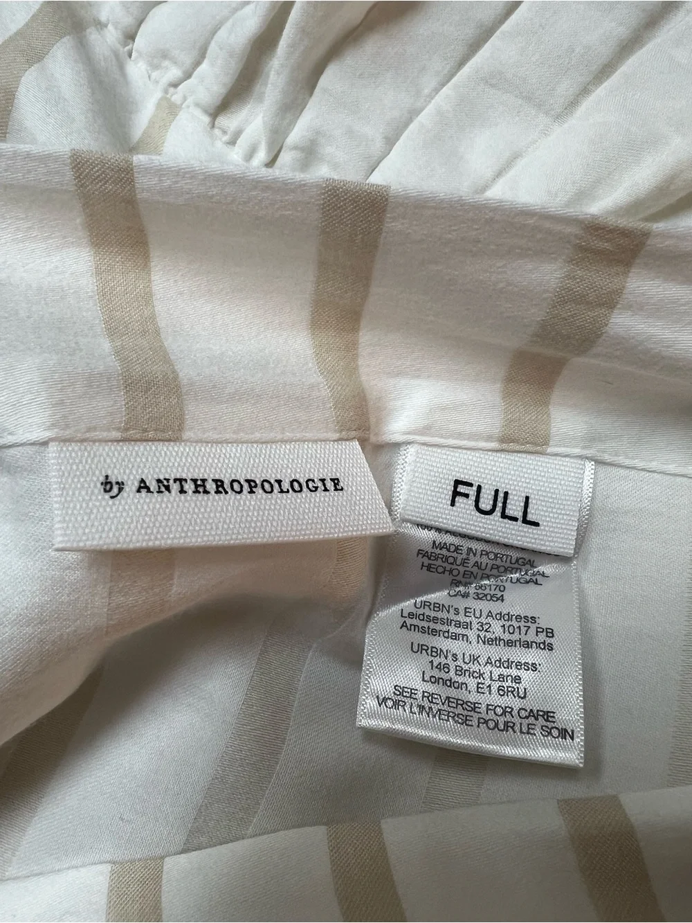 Anthropologie Organic Cotton Spa Sateen Ruffled Duvet Cover, Full, Neutral